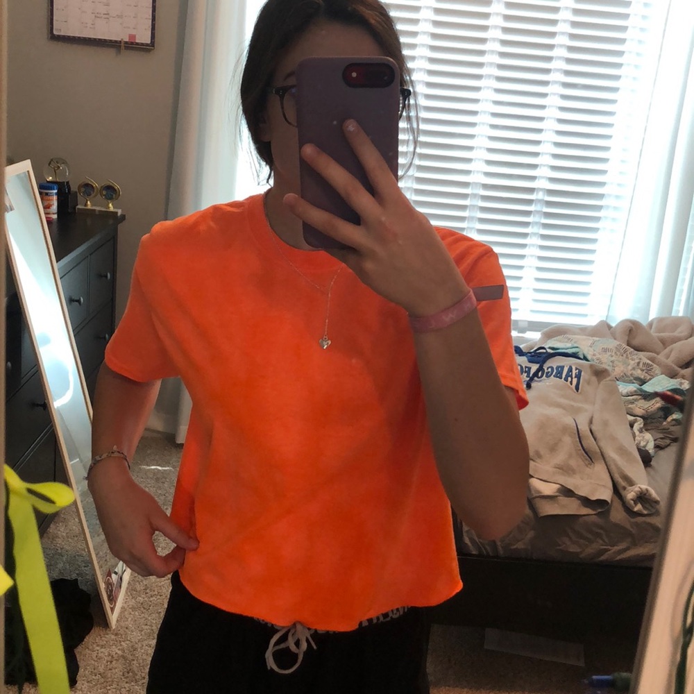 neon orange crop top!!